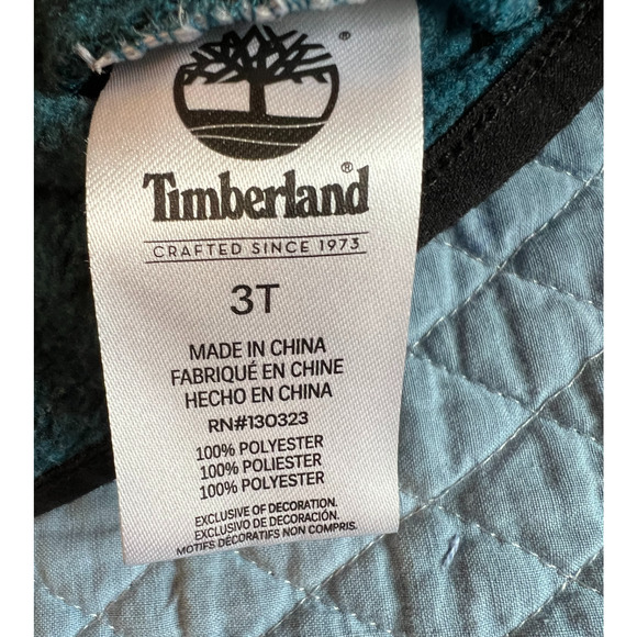 Timberland Fleece Pullover Boys Size 3T Green Black Long Sleeve 1/4 Zip Unisex - Picture 2 of 7